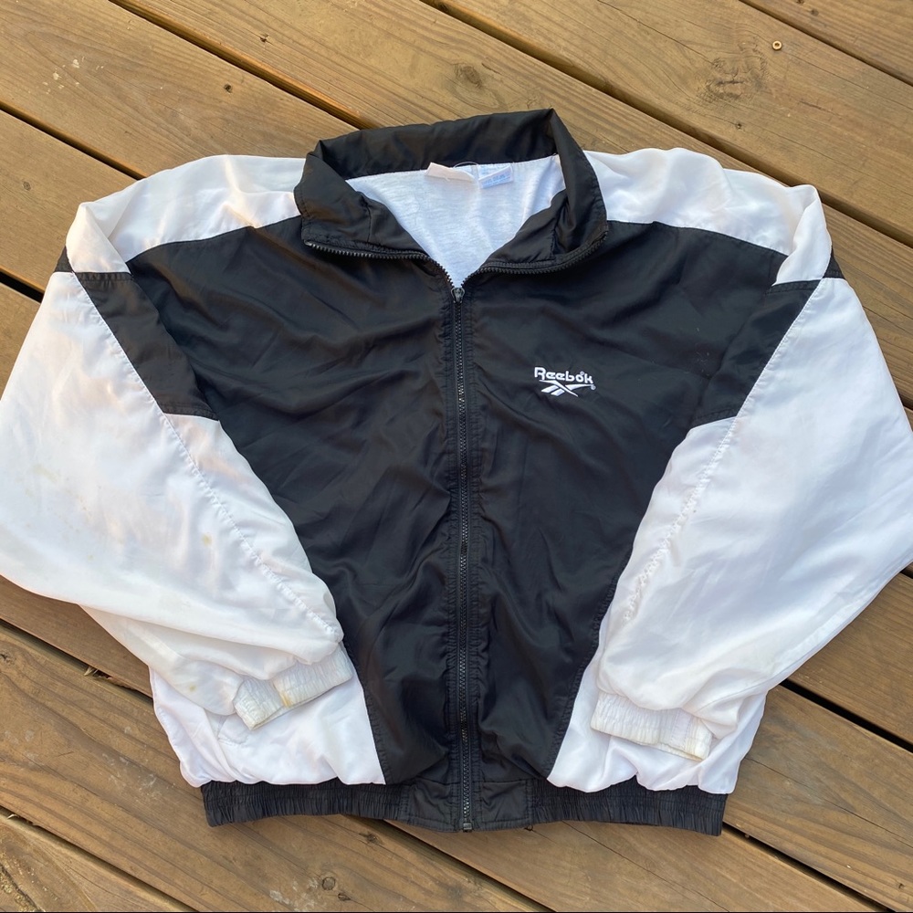 Black and white vintage Reebok windbreaker